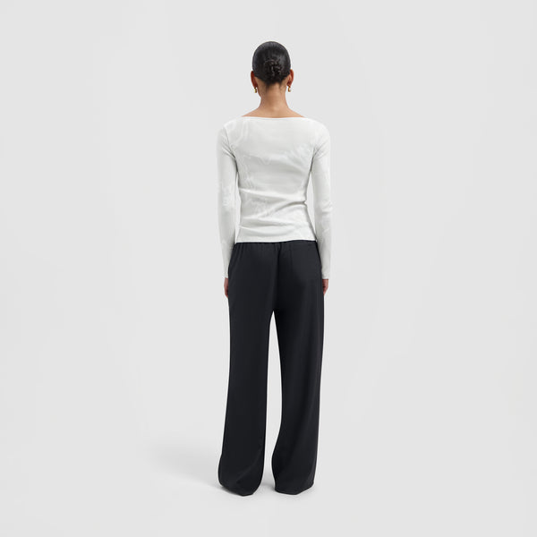 Olaf Hussein AOP Boat Neck Top Cement
