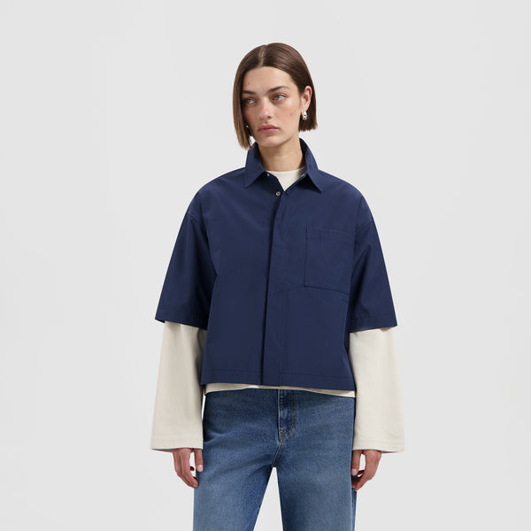 olaf hussein Boxy SS Shirt Navy