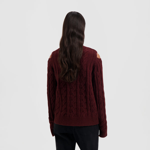 Olaf Hussein Cable Crewneck Knit Rum Raisin