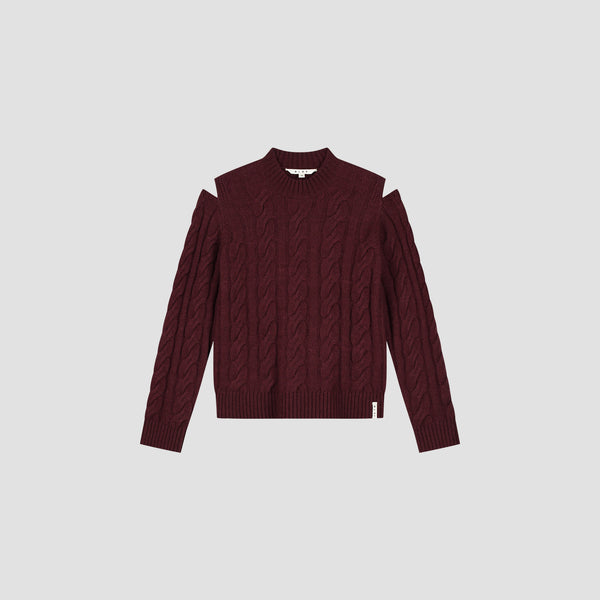 Olaf Hussein Cable Crewneck Knit Rum Raisin
