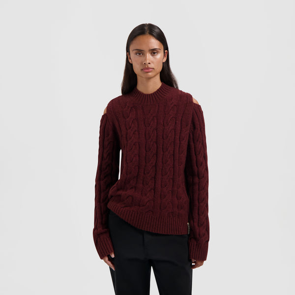 olaf hussein Cable Crewneck Knit Rum Raisin