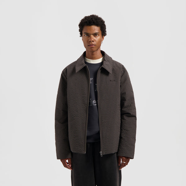 olaf hussein Checked Padded Coach Jacket Hot Fudge