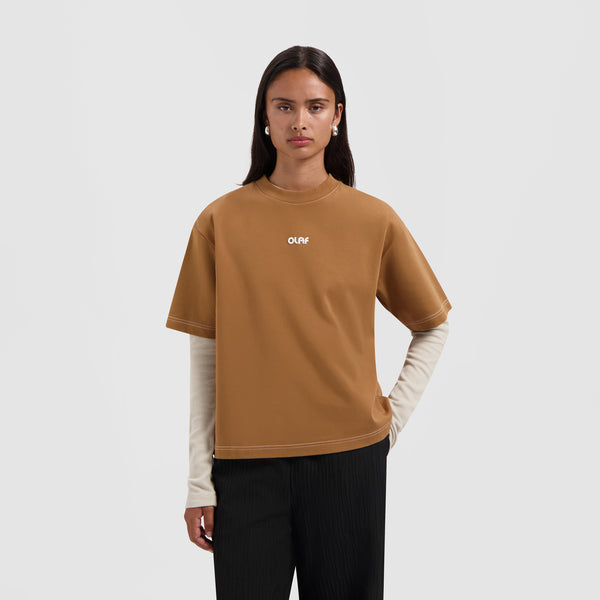olaf hussein Contrast Retro Logo Boxy Tee Foxtrot