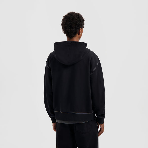 Olaf Hussein Contrast Signature Zip Hoodie Black