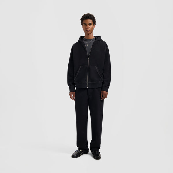 Olaf Hussein Contrast Signature Zip Hoodie Black