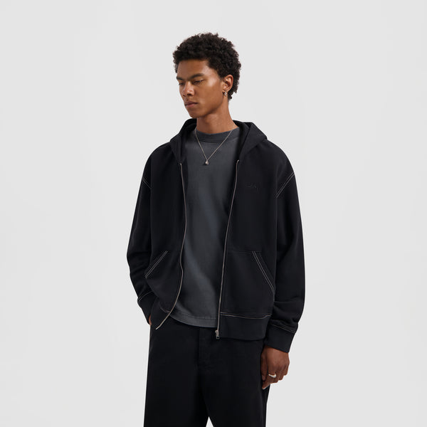 olaf hussein Contrast Signature Zip Hoodie Black