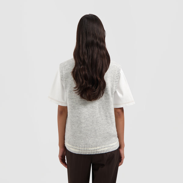 Olaf Hussein Crafted Detail Knit Vest Heather Grey