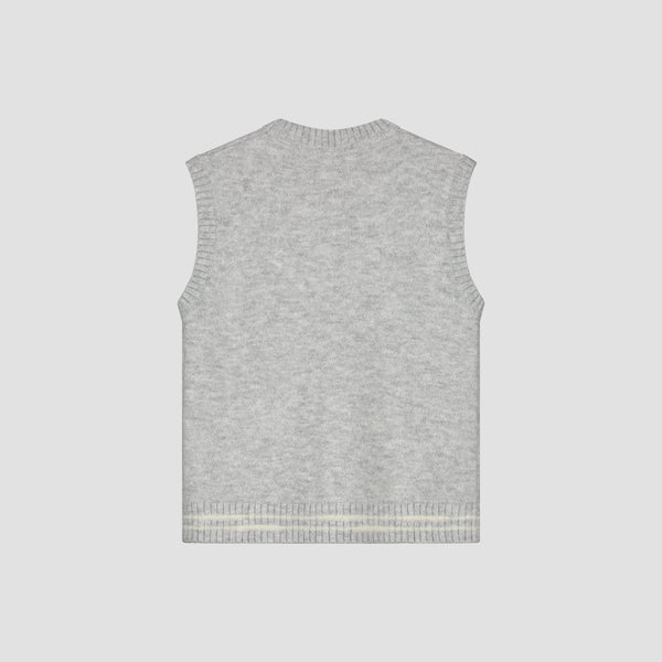 Olaf Hussein Crafted Detail Knit Vest Heather Grey