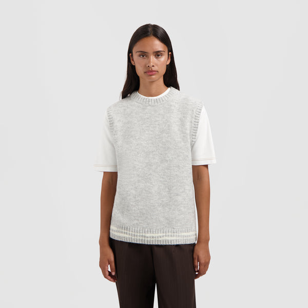 olaf hussein Crafted Detail Knit Vest Heather Grey