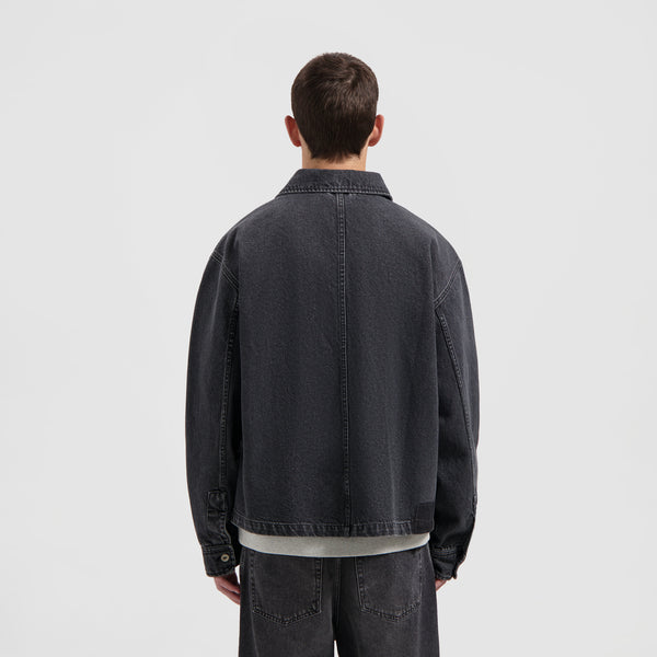 Olaf Hussein Denim Boxy Jacket Washed Charcoal
