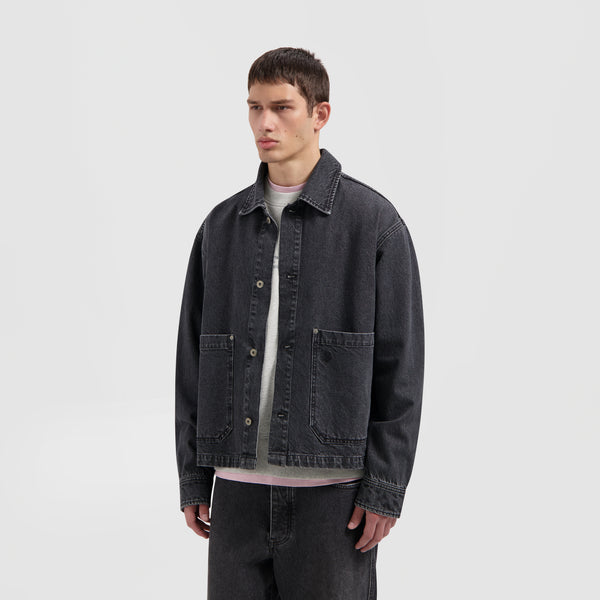 olaf hussein Denim Boxy Jacket Washed Charcoal