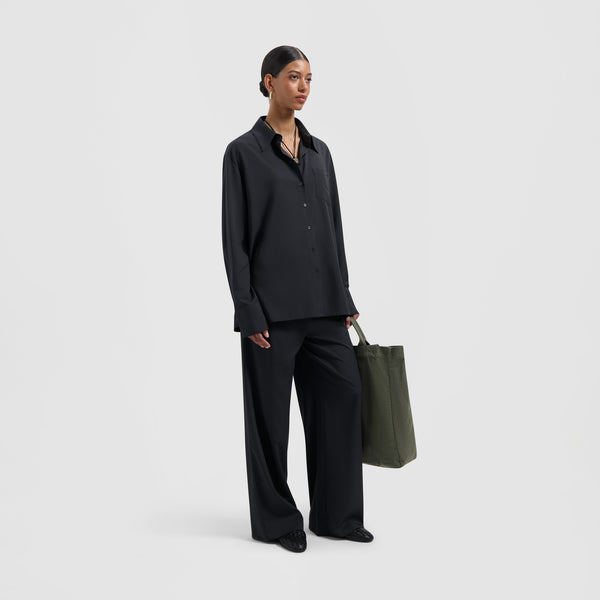 Olaf Hussein Drapy Asymetric Shirt Charcoal