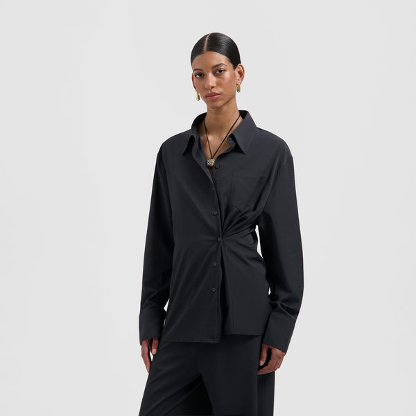 olaf hussein Drapy Asymetric Shirt Charcoal