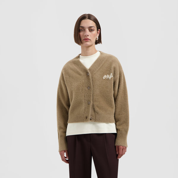 olaf hussein Fluffy Script Logo Cardigan Starfish