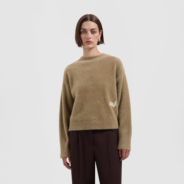 olaf hussein Fluffy Script Logo Knit Starfish