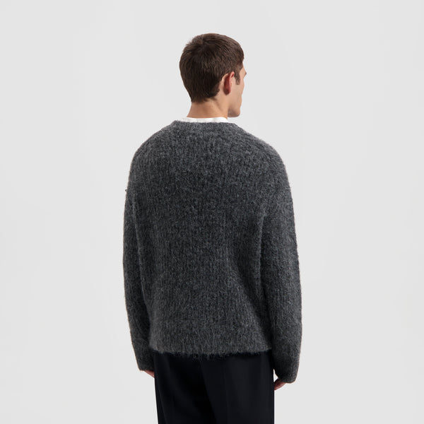 Olaf Hussein Hairy Knitted Crewneck Charcoal