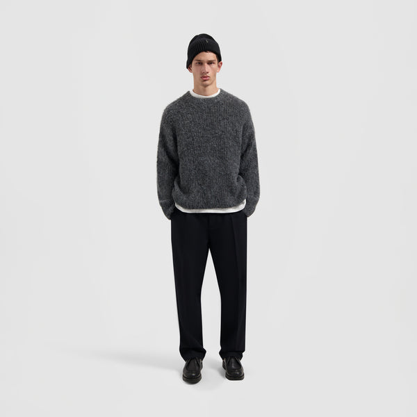 Olaf Hussein Hairy Knitted Crewneck Charcoal
