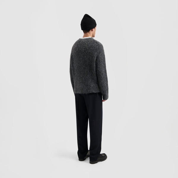 Olaf Hussein Hairy Knitted Crewneck Charcoal