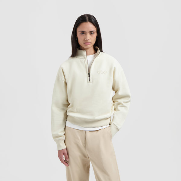 olaf hussein Half Zip Sweatshirt Off White