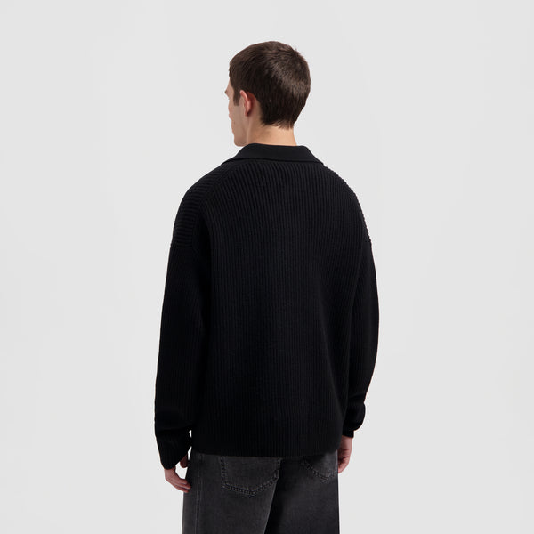 Olaf Hussein Knitted Zip Cardigan Black