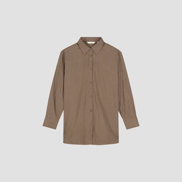 Olaf Hussein Monogram Embro Oversized Shirt Taupe