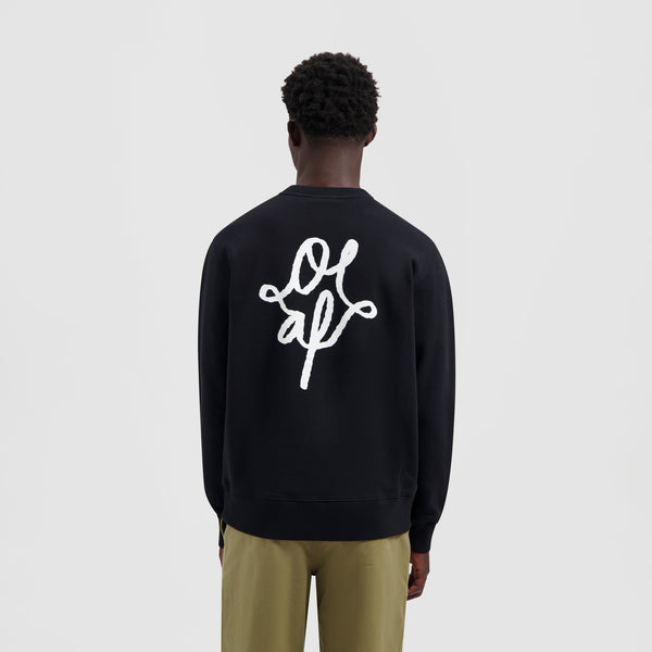 Olaf Hussein Monogram Graphic Crewneck Black