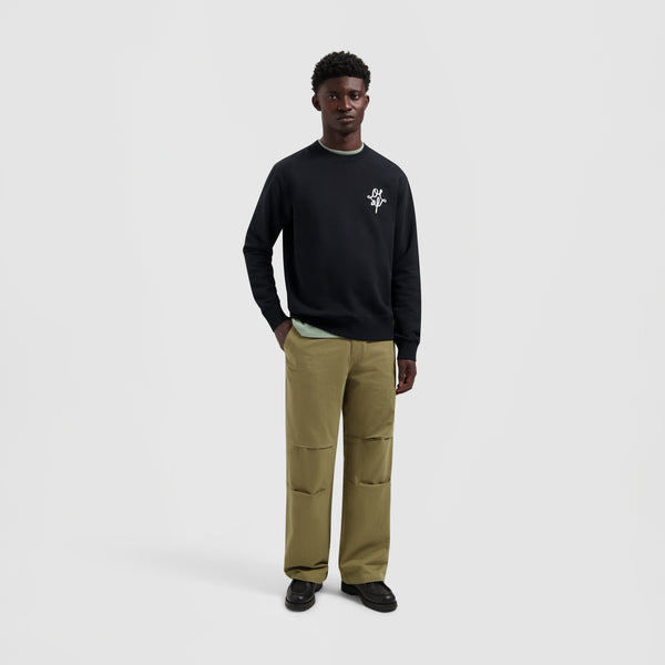 Olaf Hussein Monogram Graphic Crewneck Black
