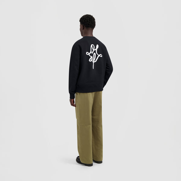 Olaf Hussein Monogram Graphic Crewneck Black