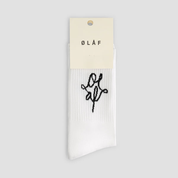 Olaf Hussein Monogram Socks Optical White
