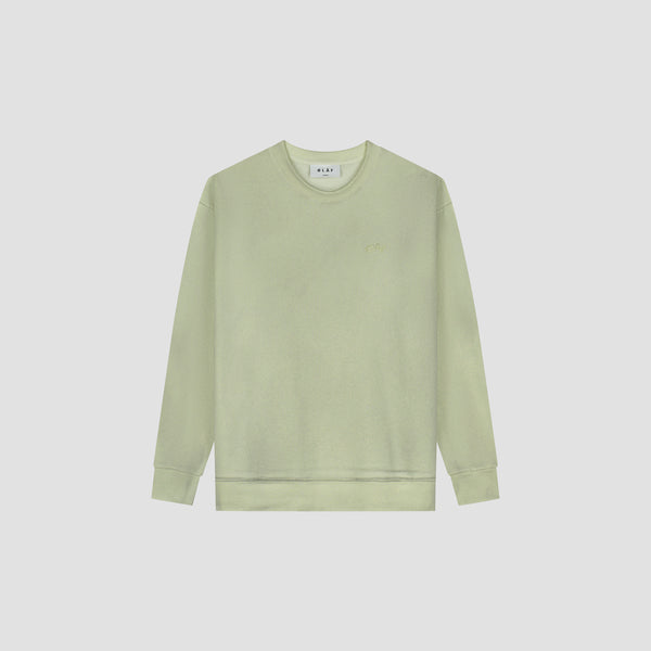 Olaf Hussein Pigment Spray Crewneck Light Sage