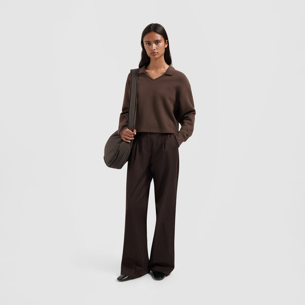 Olaf Hussein Pinstripe Tailored Trousers Hot Fudge