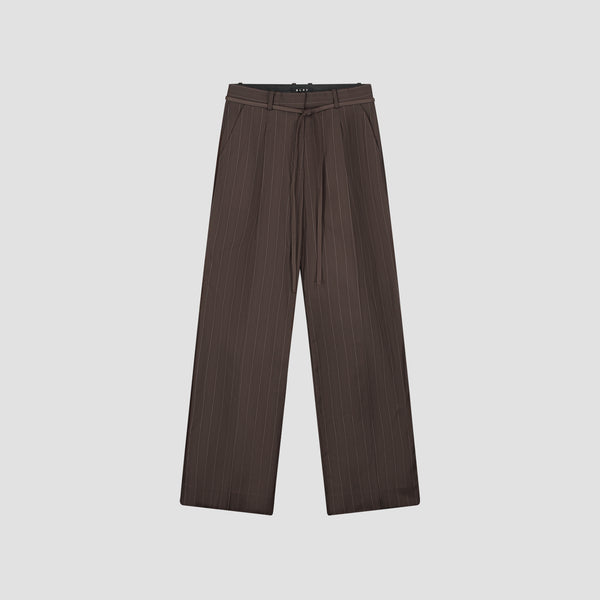 Olaf Hussein Pinstripe Tailored Trousers Hot Fudge