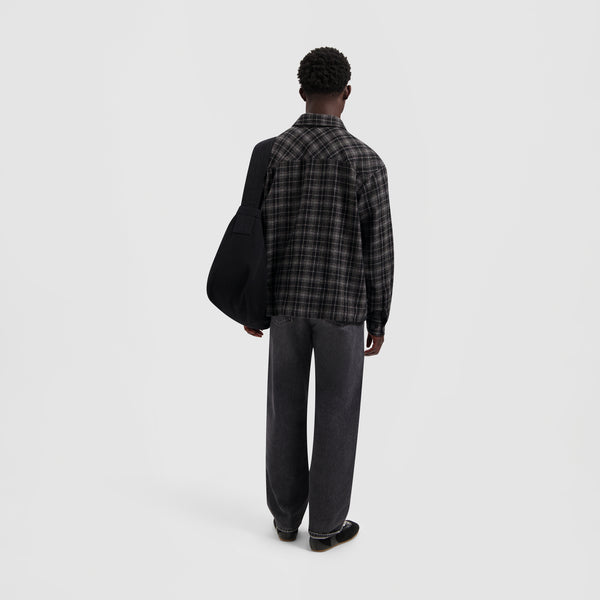 Olaf Hussein Plaid Boxy Shirt Charcoal