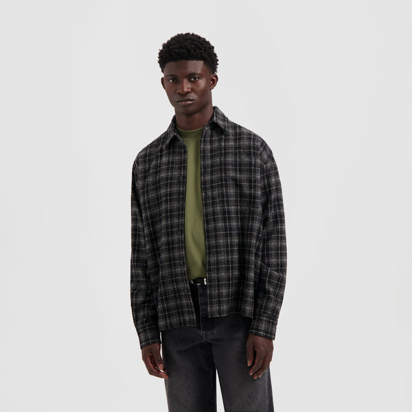 olaf hussein Plaid Boxy Shirt Charcoal