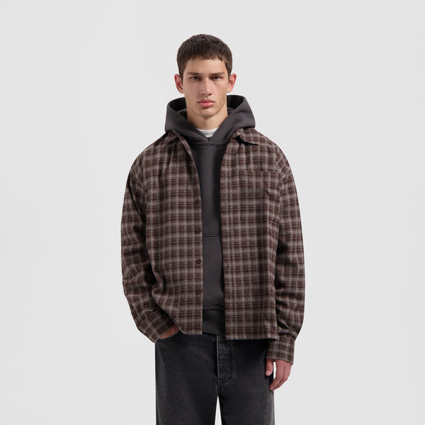 olaf hussein Plaid Boxy Shirt Hot Fudge