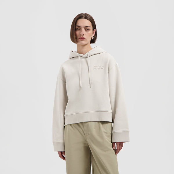 olaf hussein Retro Applique Hoodie Cement