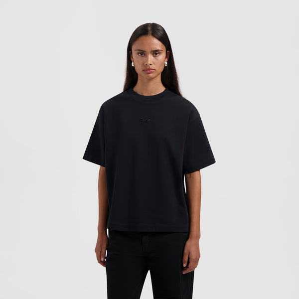 olaf hussein Retro Logo Boxy Tee Black
