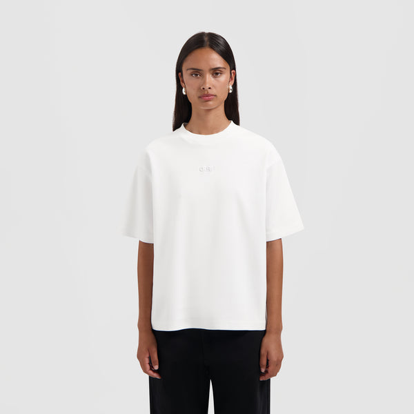 olaf hussein Retro Logo Boxy Tee Optical White