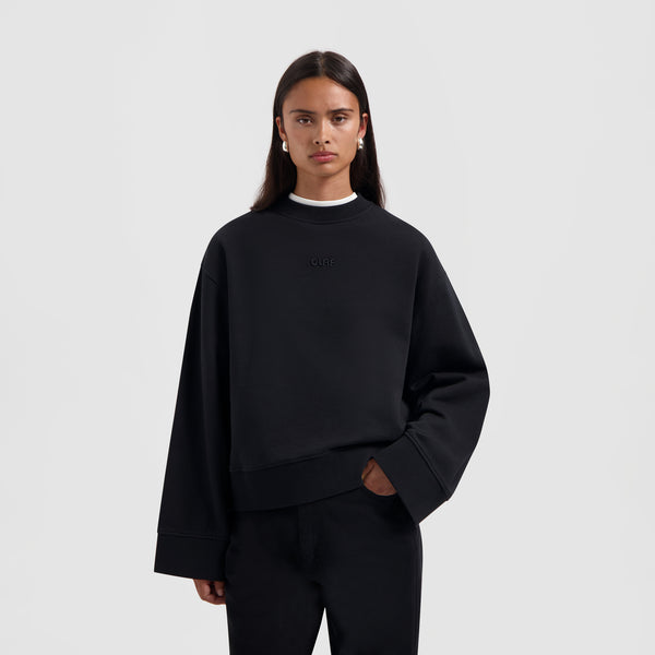 olaf hussein Retro Logo Crewneck Black