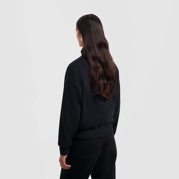Olaf Hussein Retro Logo Half Zip Sweat Black