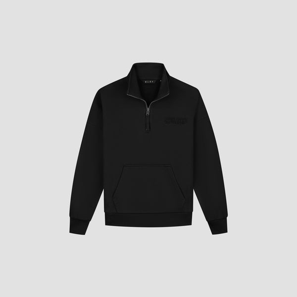 Olaf Hussein Retro Logo Half Zip Sweat Black