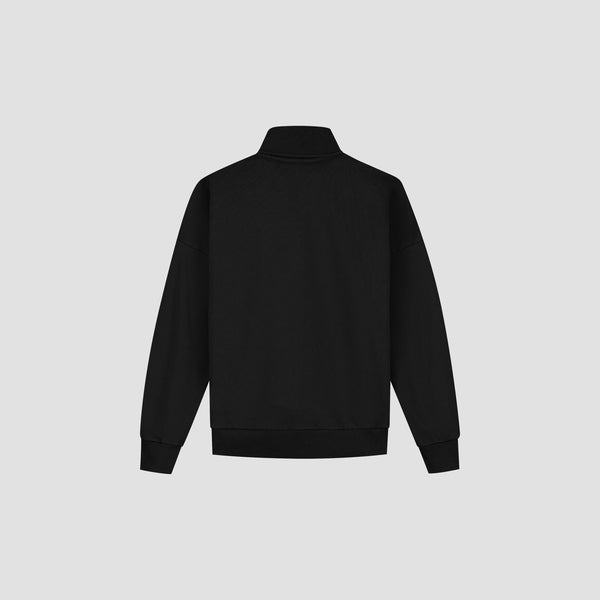 Olaf Hussein Retro Logo Half Zip Sweat Black