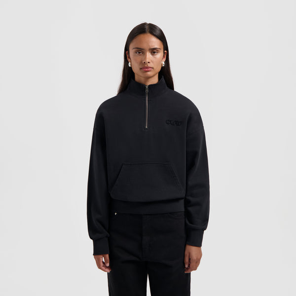 olaf hussein Retro Logo Half Zip Sweat Black