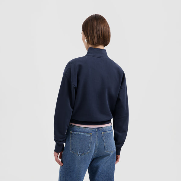 Olaf Hussein Retro Logo Half Zip Sweat Navy