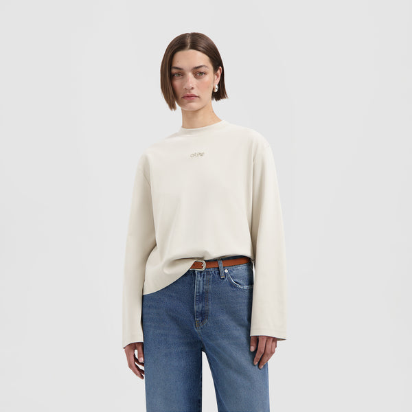 olaf hussein Retro Logo LS Tee Cement