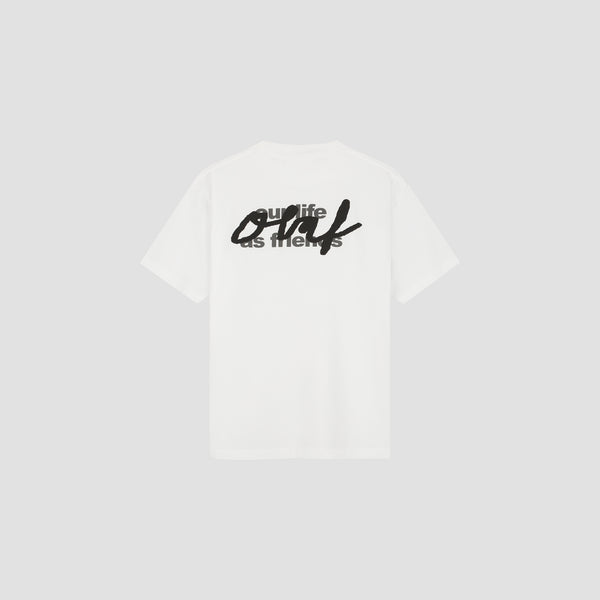 Olaf Hussein Script Graphic Tee Optical White