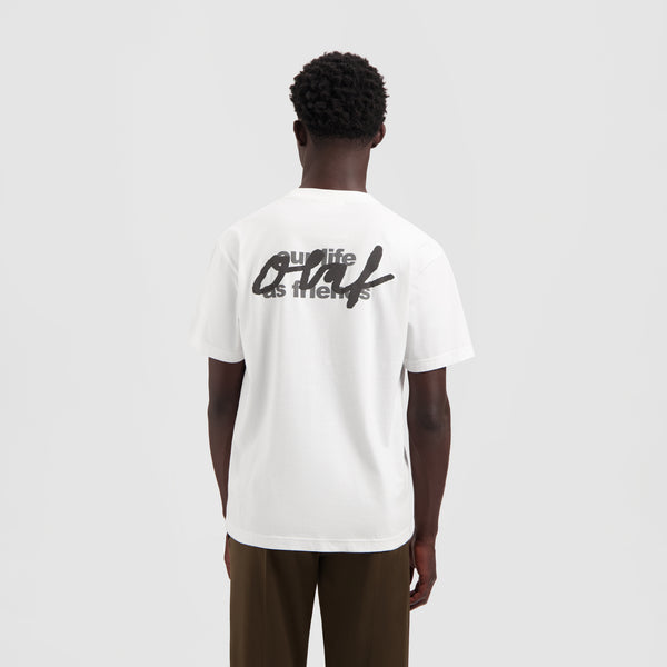 olaf hussein Script Graphic Tee Optical White