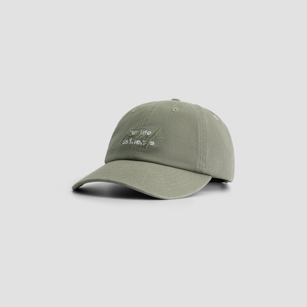 olaf hussein Script Logo Washed Cap Green Milieu