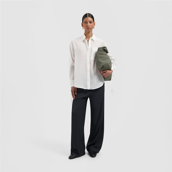 Olaf Hussein Semi Sheer Tie Detail Shirt Off White