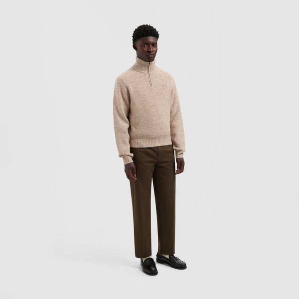 Olaf Hussein Signature Knitted Zip Mock Hemp